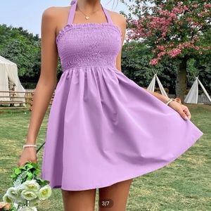 Purple Halter Dress With Back Tie!